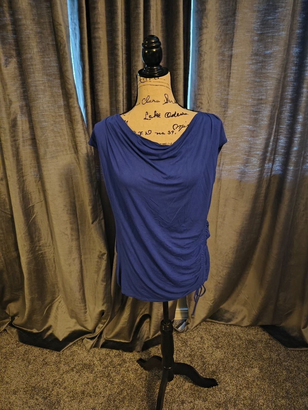 Michael Kors Royal Blue Cowl Neck Short Sleeve Top